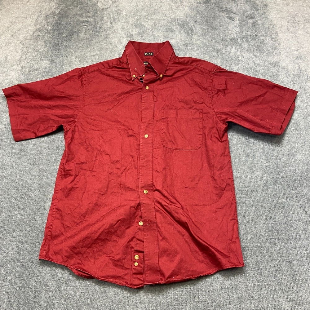 Cambridge Classics Easy Care Shirt Men Small Red Cotton Short Sleeve Button Down